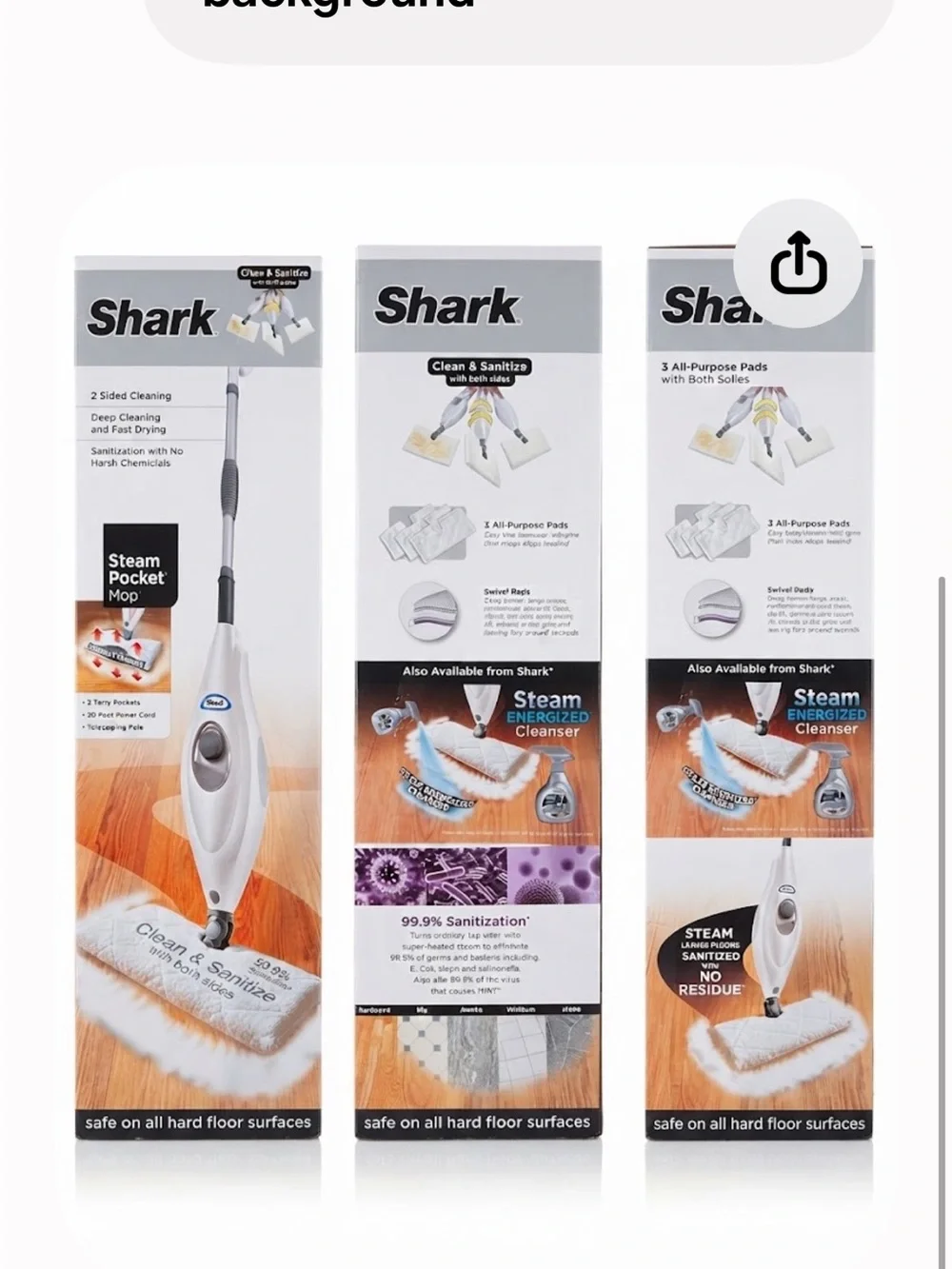 NIB Shark Steam Pocket Mop Replacement Pads - White (3 Pack)
